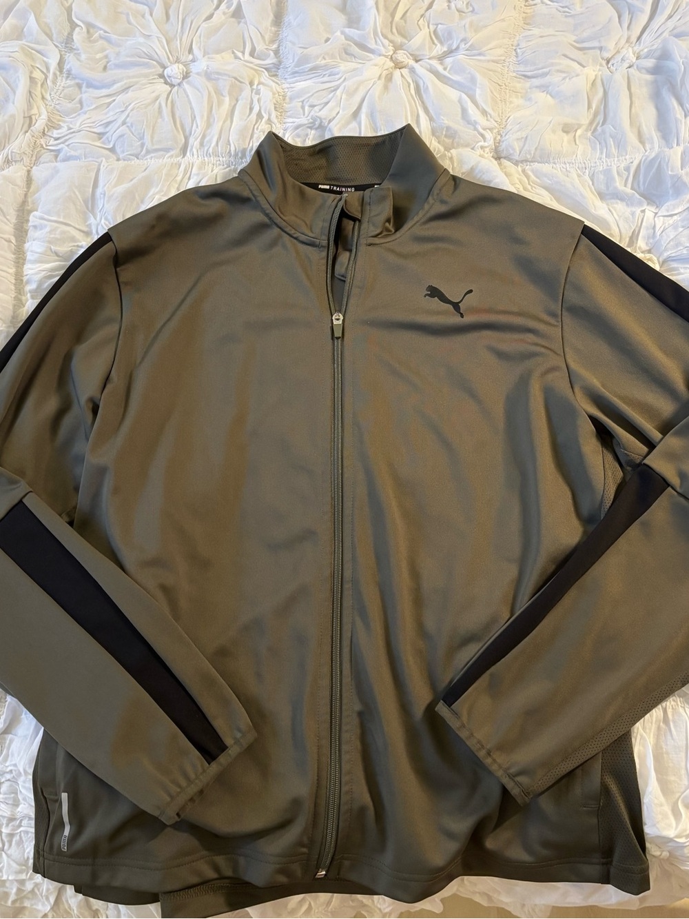 Puma Olive & Black Zip-Front Performance Jacket